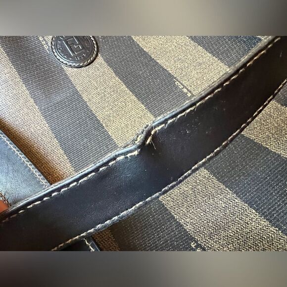Vintage Fendi Coated Canvas Tote Bag with Leather Trim and Top Zip Closure - Picture 6 of 14